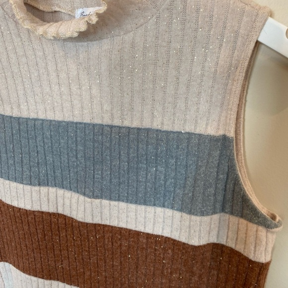 Bucket List High Neck Ribbed Tank Top Medium Sparkles Stretch - Picture 2 of 4